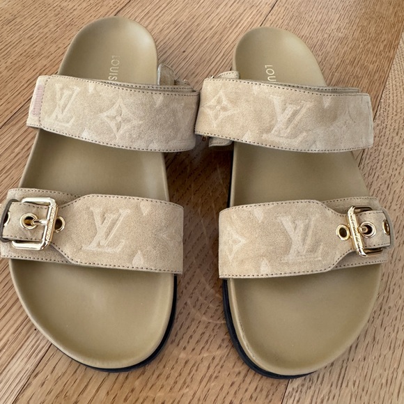 Louis Vuitton Bom Dia beige slides in 38.5 - Picture 2 of 7
